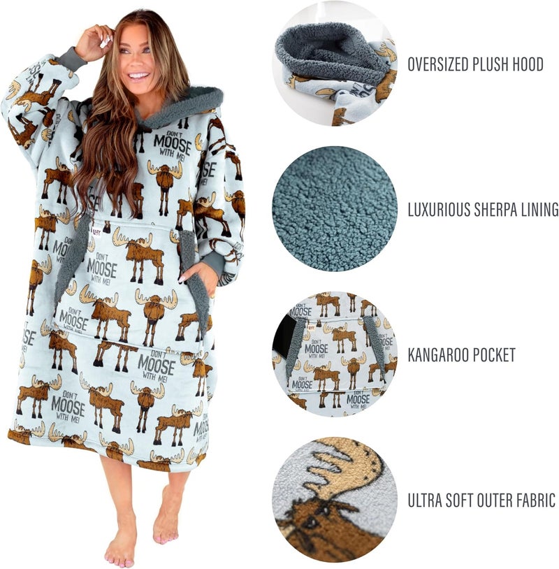 Lazy One LazyOne Oversized Blanket Hoodie, Oversized Hoodies for Women and Men, One Size Fits All Wearable Blankets - Image 3